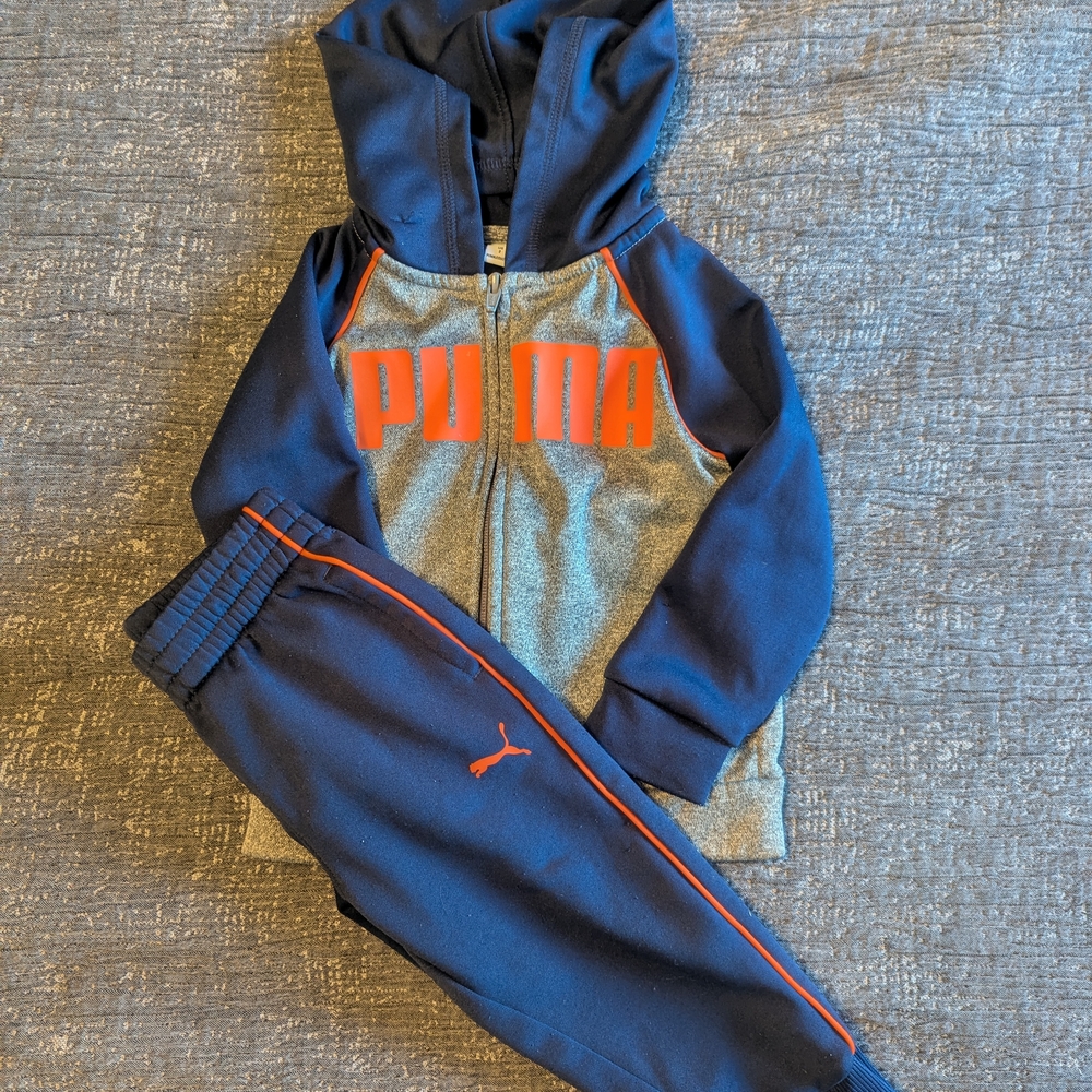 PUMA Kids Blue and Gray Jogger Set